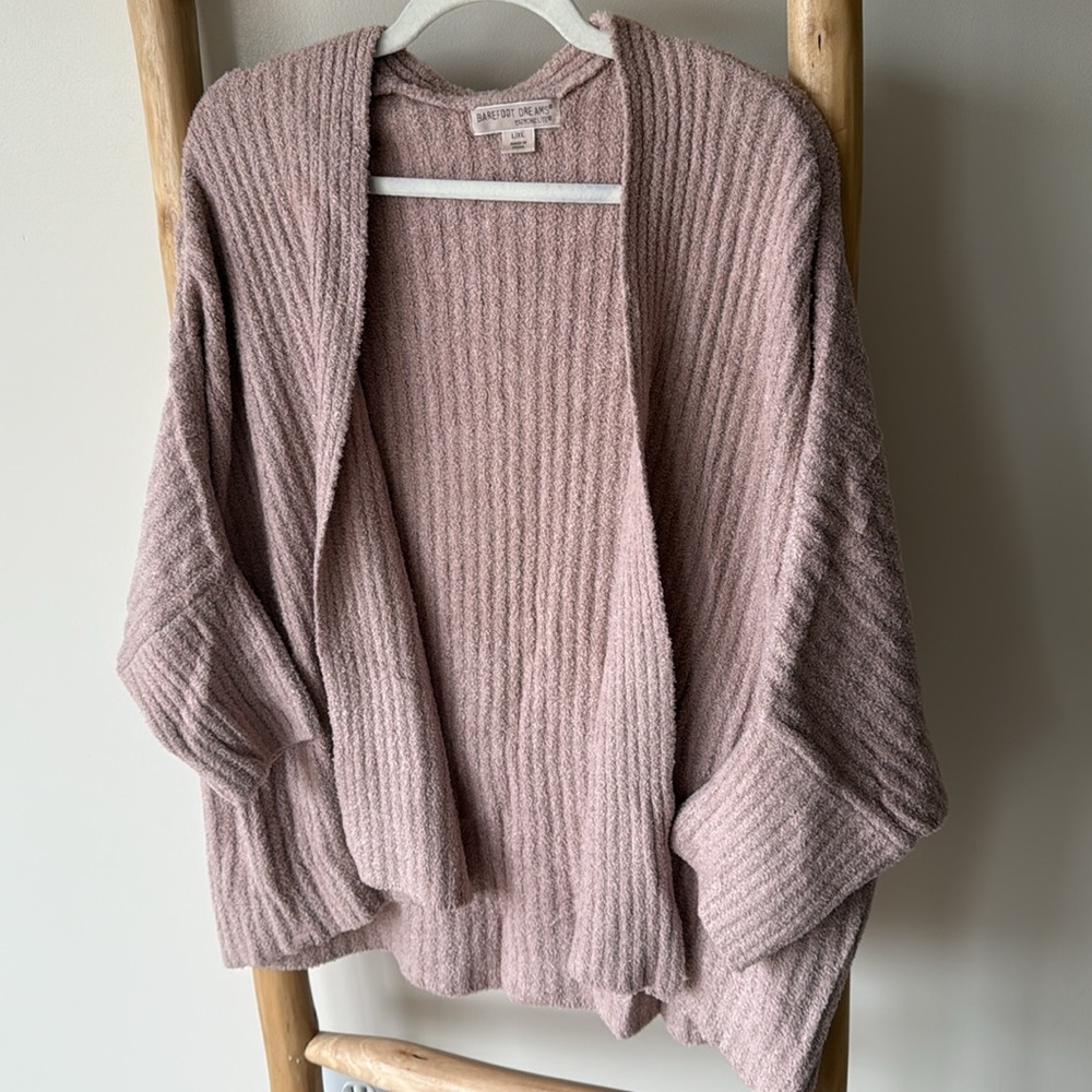 Barefoot Dreams CozyChic Lite Ribbed Shrug Cardigan Blush Pink Size L/XL - Picture 5 of 9